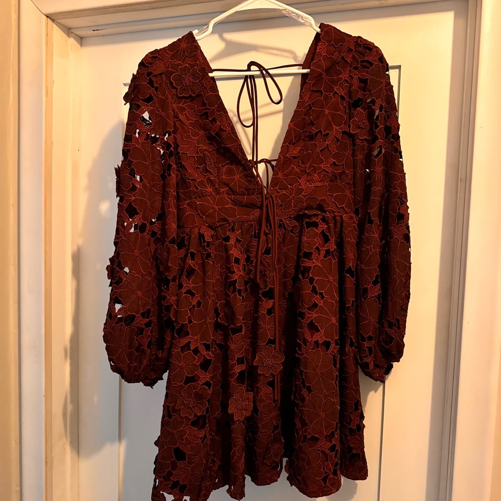 Paulette Floral Crochet Lace Mini Dress